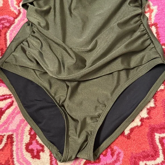 DKNY Olive Green One-Piece Swimsuit bathing suit - Picture 4 of 10